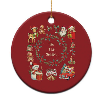 Retro Vintage Xmas Christmas Ornament Tis The Season Santa Hat Xmas Wrealth TS11