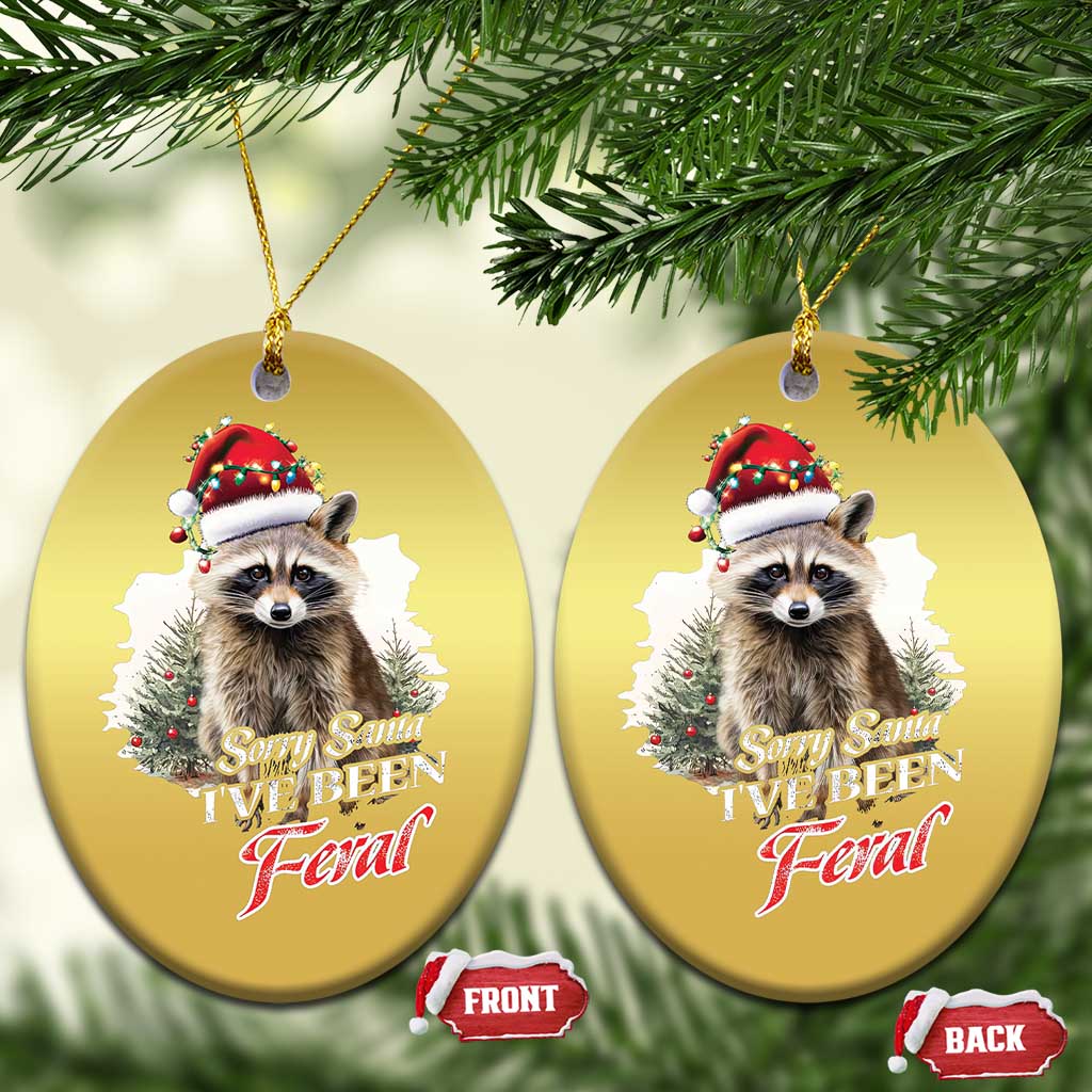 Funny Xmas Racoon Christmas Ornament Sorry Santa I've Been Feral Trash Panda TS11