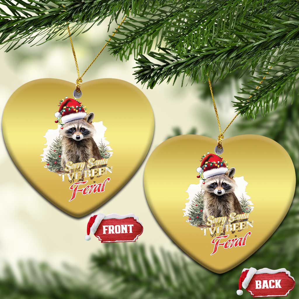 Funny Xmas Racoon Christmas Ornament Sorry Santa I've Been Feral Trash Panda TS11