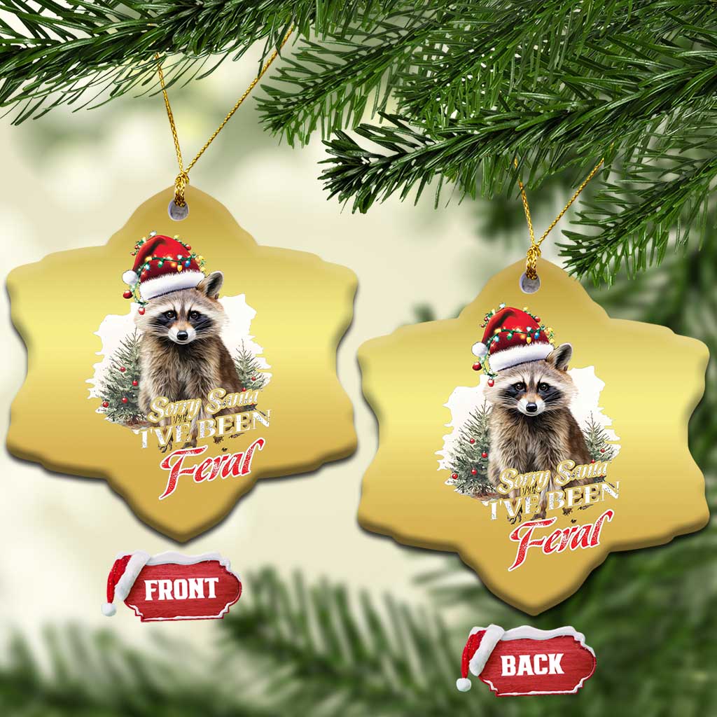 Funny Xmas Racoon Christmas Ornament Sorry Santa I've Been Feral Trash Panda TS11