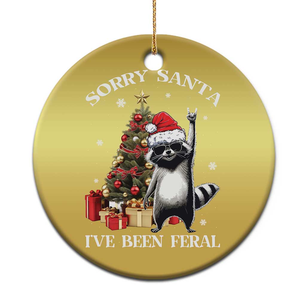 Funny Xmas Racoon Christmas Ornament Sorry Santa I've Been Feral Xmas Hat TS11