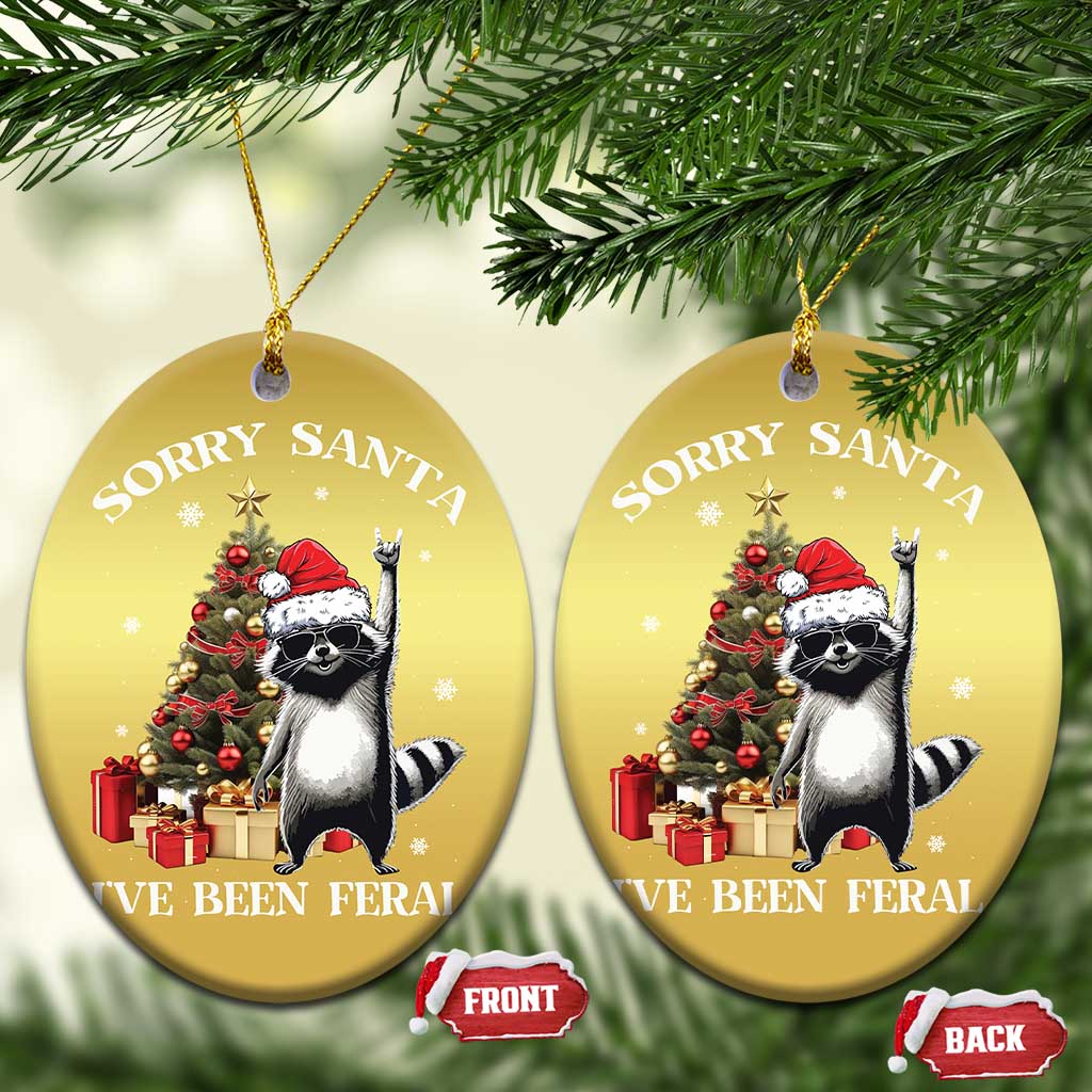 Funny Xmas Racoon Christmas Ornament Sorry Santa I've Been Feral Xmas Hat TS11
