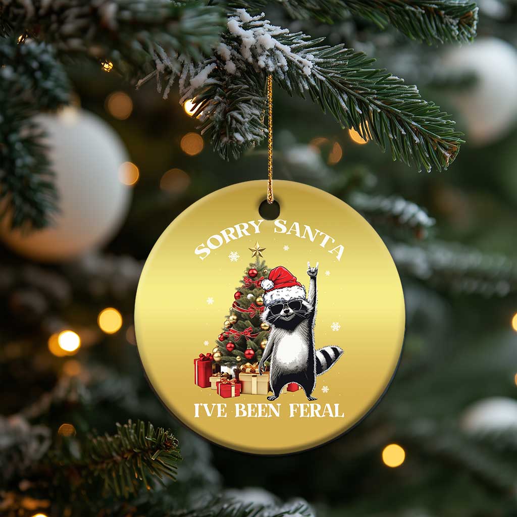 Funny Xmas Racoon Christmas Ornament Sorry Santa I've Been Feral Xmas Hat TS11