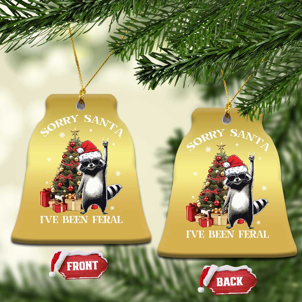 Funny Xmas Racoon Christmas Ornament Sorry Santa I've Been Feral Xmas Hat TS11