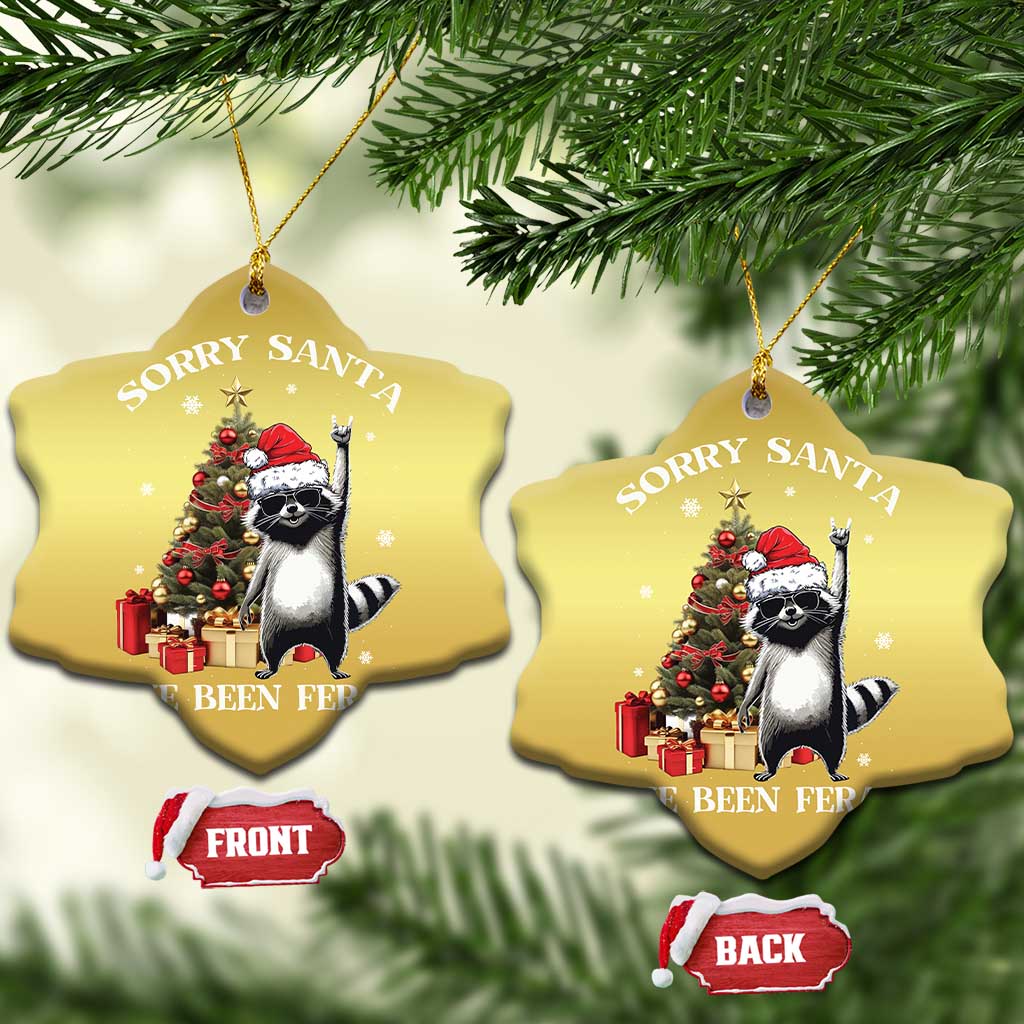 Funny Xmas Racoon Christmas Ornament Sorry Santa I've Been Feral Xmas Hat TS11