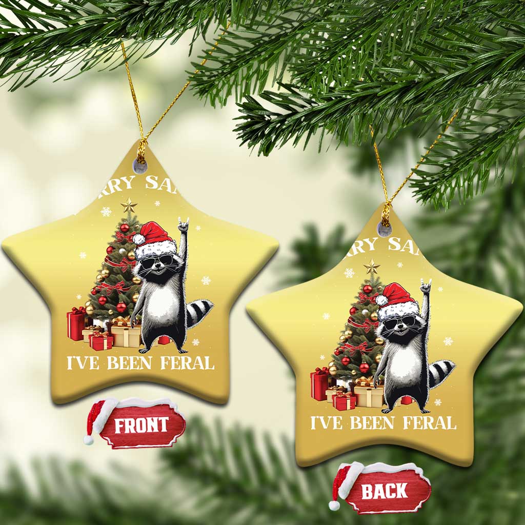 Funny Xmas Racoon Christmas Ornament Sorry Santa I've Been Feral Xmas Hat TS11