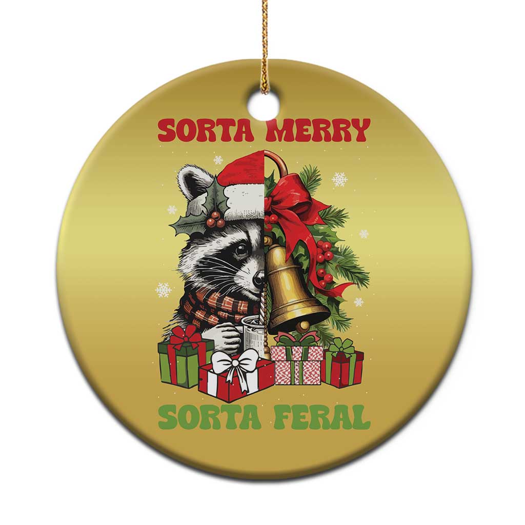 Funny Xmas Racoon Christmas Ornament Sorta Merry Sorta Feral Xmas Wreath TS11