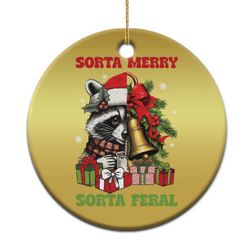 Funny Xmas Racoon Christmas Ornament Sorta Merry Sorta Feral Xmas Wreath TS11
