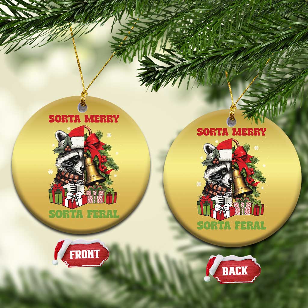 Funny Xmas Racoon Christmas Ornament Sorta Merry Sorta Feral Xmas Wreath TS11
