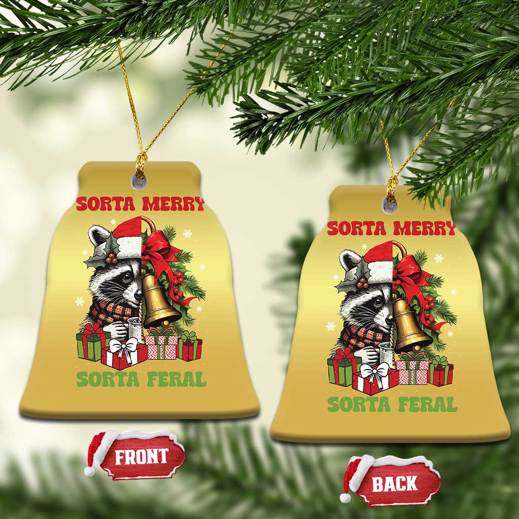 Funny Xmas Racoon Christmas Ornament Sorta Merry Sorta Feral Xmas Wreath TS11
