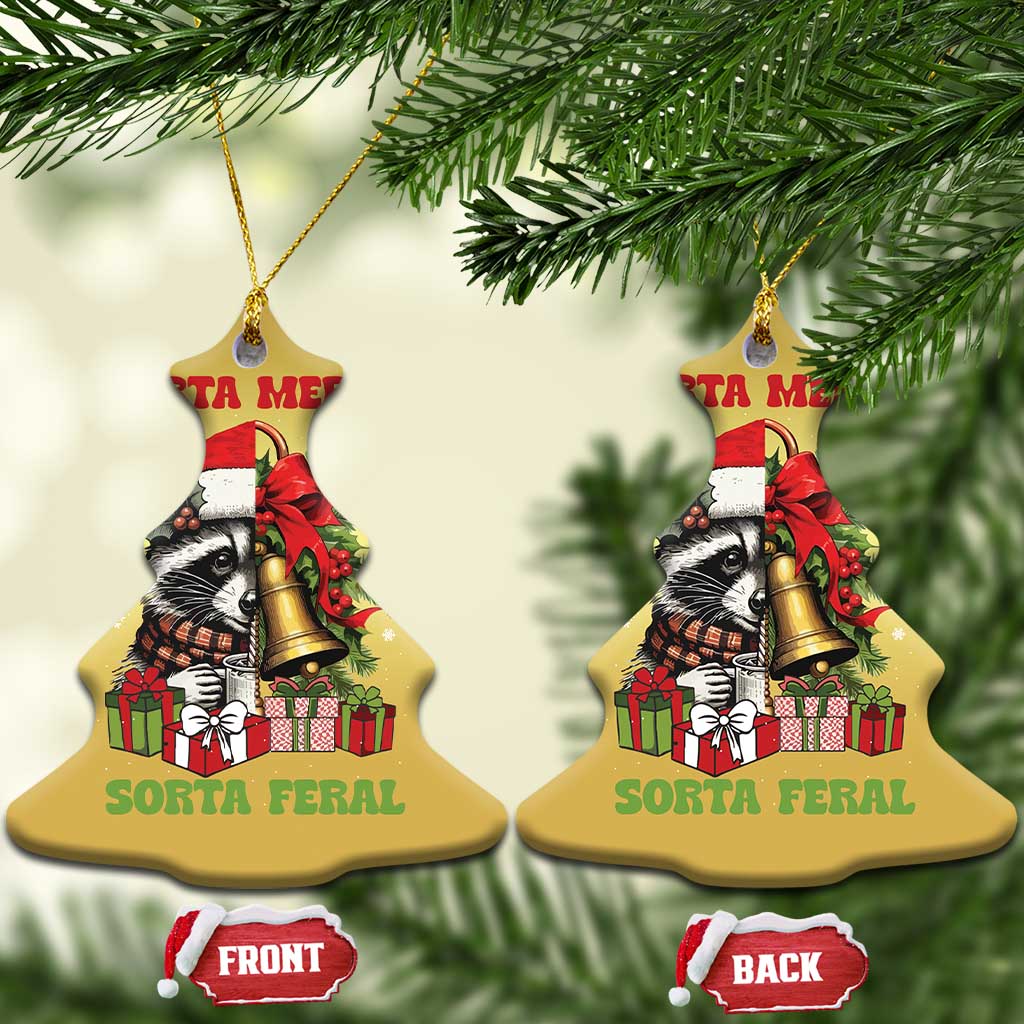 Funny Xmas Racoon Christmas Ornament Sorta Merry Sorta Feral Xmas Wreath TS11