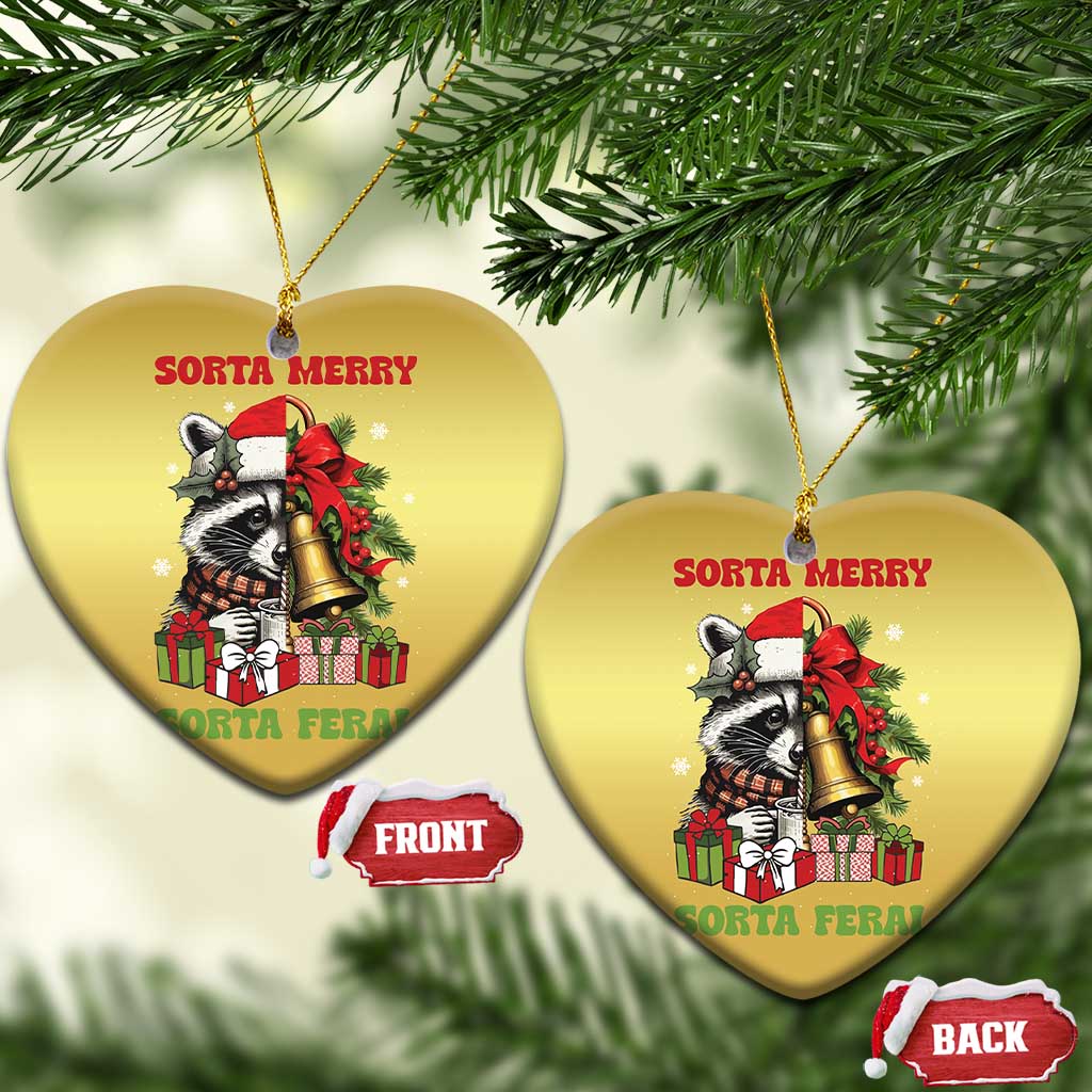 Funny Xmas Racoon Christmas Ornament Sorta Merry Sorta Feral Xmas Wreath TS11