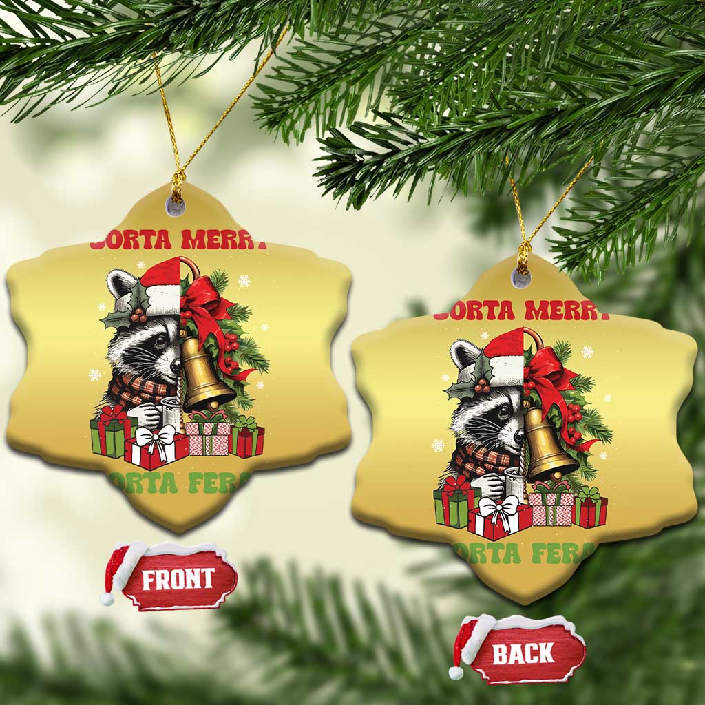 Funny Xmas Racoon Christmas Ornament Sorta Merry Sorta Feral Xmas Wreath TS11