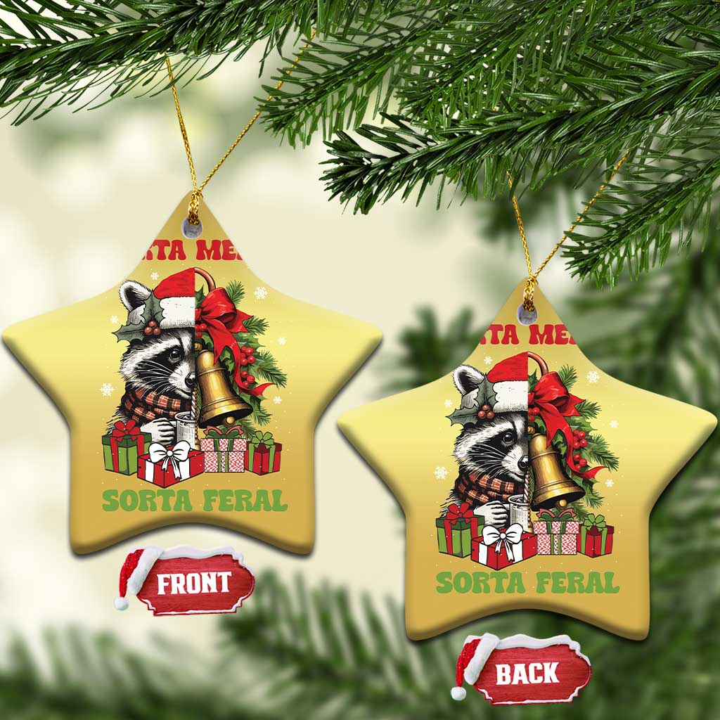 Funny Xmas Racoon Christmas Ornament Sorta Merry Sorta Feral Xmas Wreath TS11