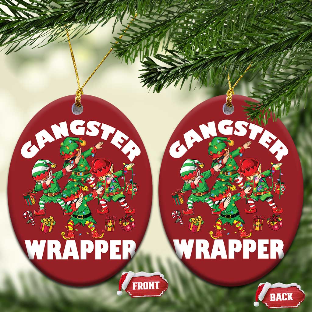 Funny Gangster Wrapper Christmas Ornament Gangsta Elf Crew Presents TS11
