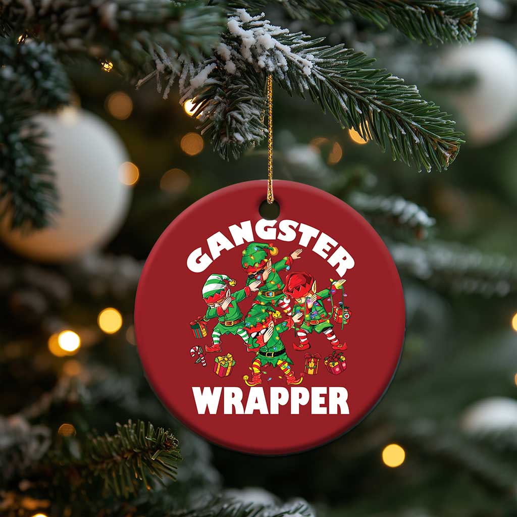 Funny Gangster Wrapper Christmas Ornament Gangsta Elf Crew Presents TS11