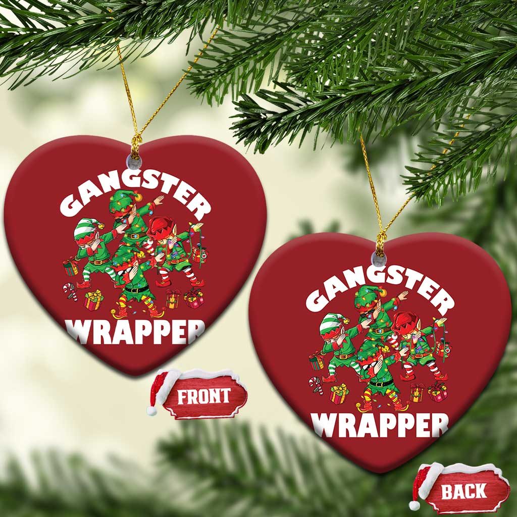 Funny Gangster Wrapper Christmas Ornament Gangsta Elf Crew Presents TS11