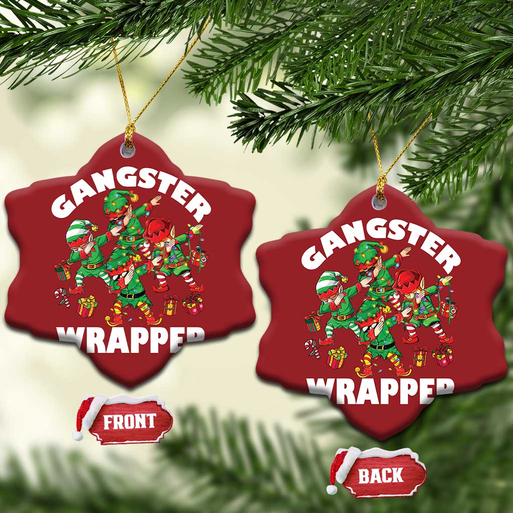 Funny Gangster Wrapper Christmas Ornament Gangsta Elf Crew Presents TS11