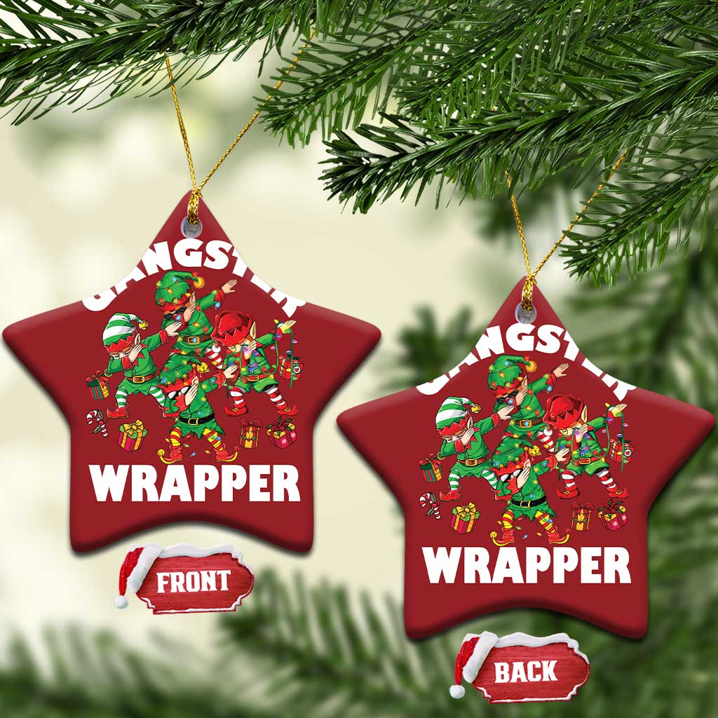 Funny Gangster Wrapper Christmas Ornament Gangsta Elf Crew Presents TS11