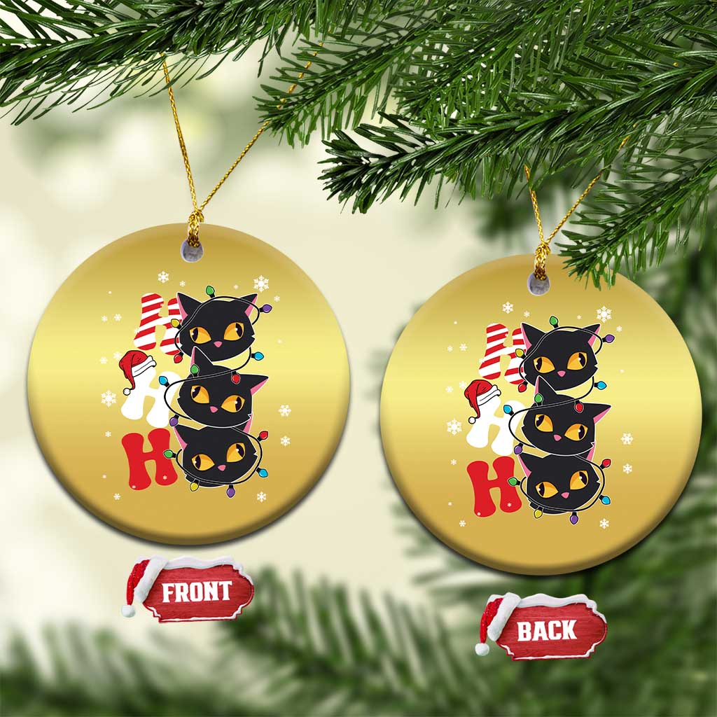 Funny Xmas Black Cat Triple Ho Christmas Ornament TS11