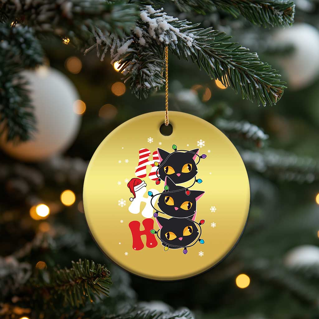 Funny Xmas Black Cat Triple Ho Christmas Ornament TS11