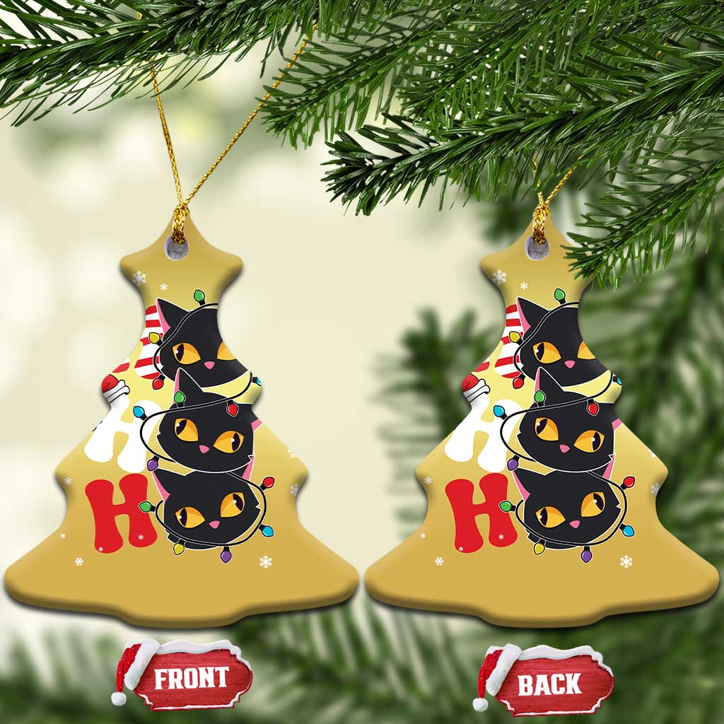 Funny Xmas Black Cat Triple Ho Christmas Ornament TS11