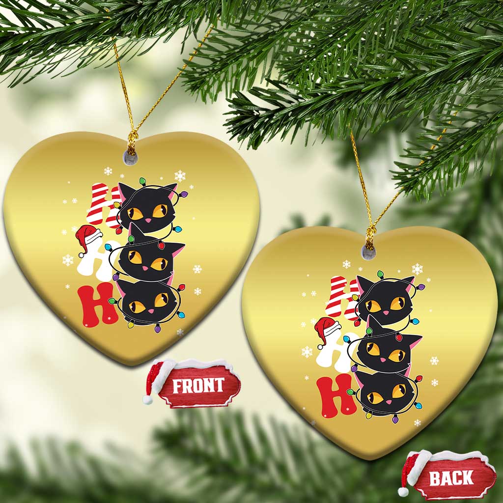 Funny Xmas Black Cat Triple Ho Christmas Ornament TS11
