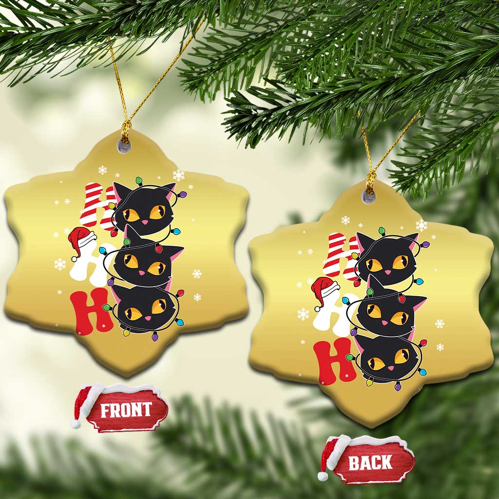 Funny Xmas Black Cat Triple Ho Christmas Ornament TS11