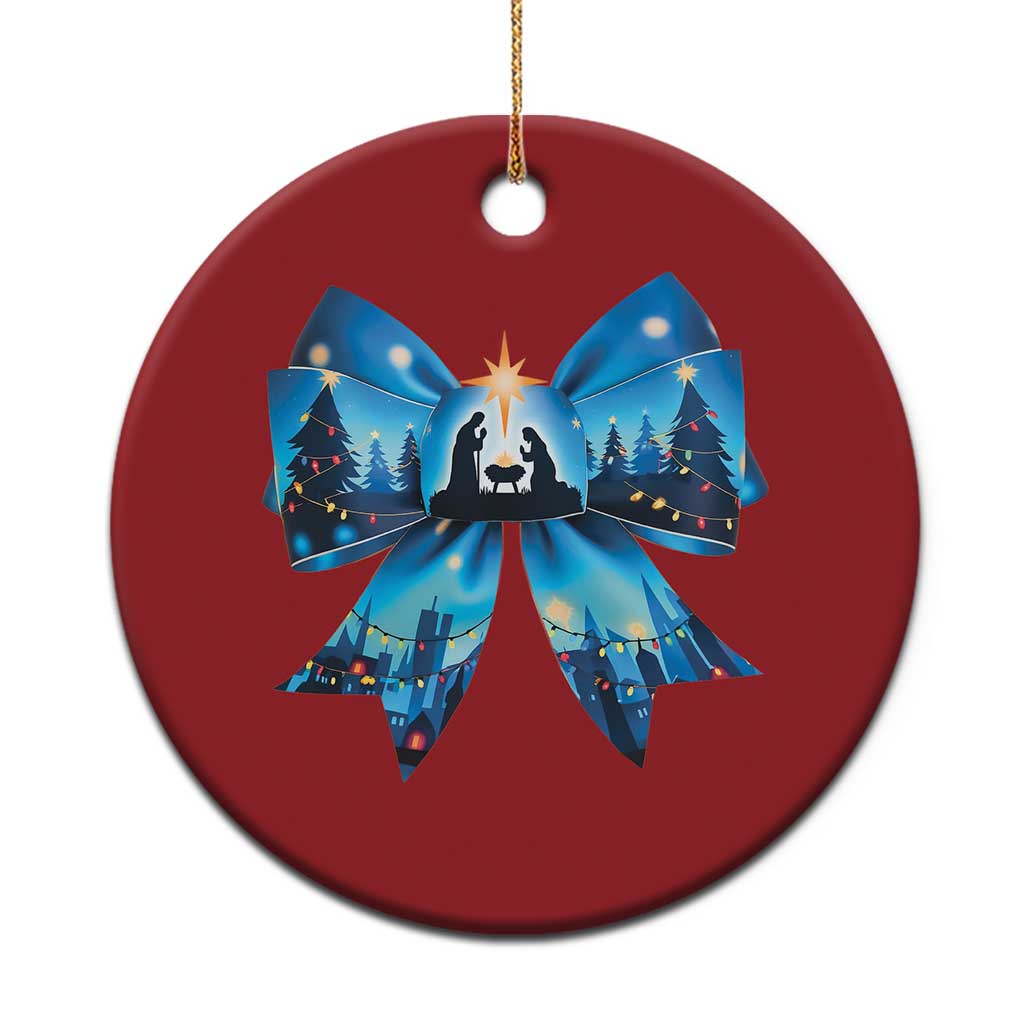 Jesus God Nativity Scene Coquette Bow Xmas Christmas Ornament TS11
