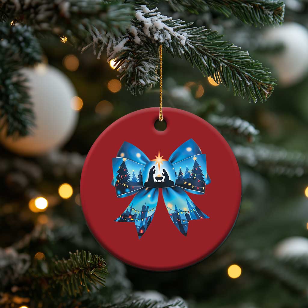 Jesus God Nativity Scene Coquette Bow Xmas Christmas Ornament TS11