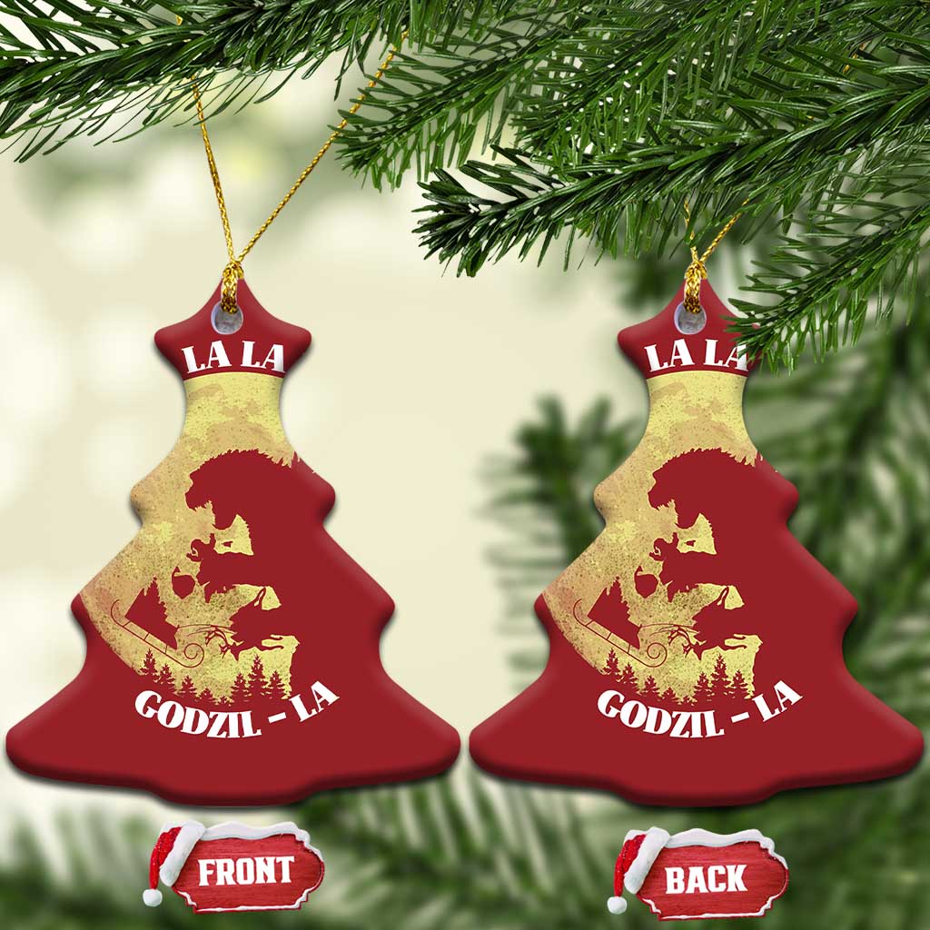 Funny Xmas Godzilla Christmas Ornament Falalala Godzil La Santa Reindeers Xmas Japanese Monster TS11
