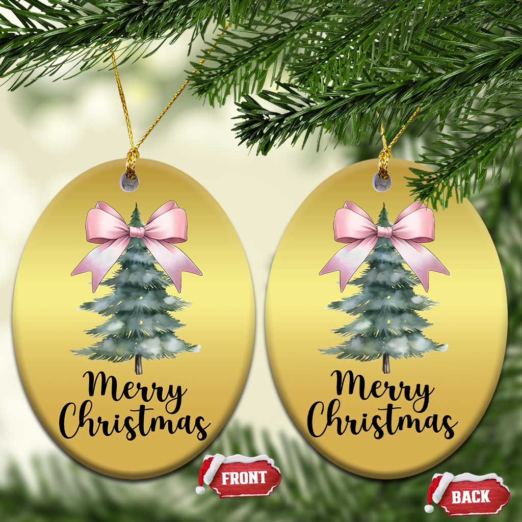 Funny Coquette Merry Xmas Christmas Ornament Pink Bow Xmas Tree TS11