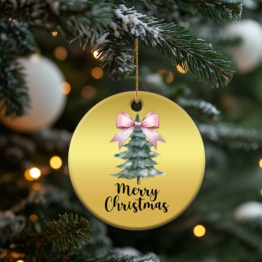 Funny Coquette Merry Xmas Christmas Ornament Pink Bow Xmas Tree TS11