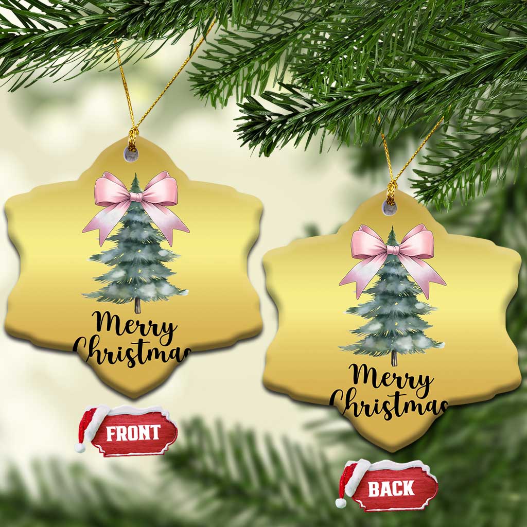 Funny Coquette Merry Xmas Christmas Ornament Pink Bow Xmas Tree TS11