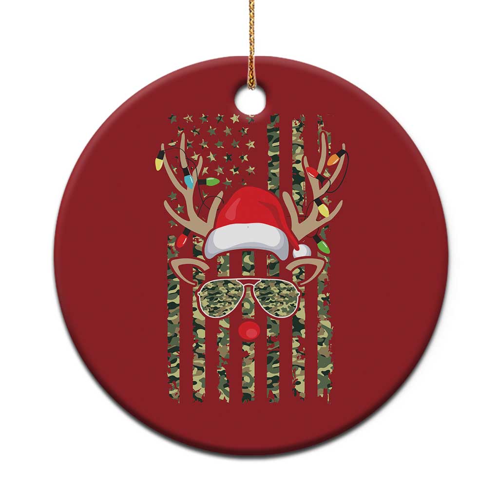 Funny Xmas Reindeer Hunting Camo Flag Christmas Ornament TS11