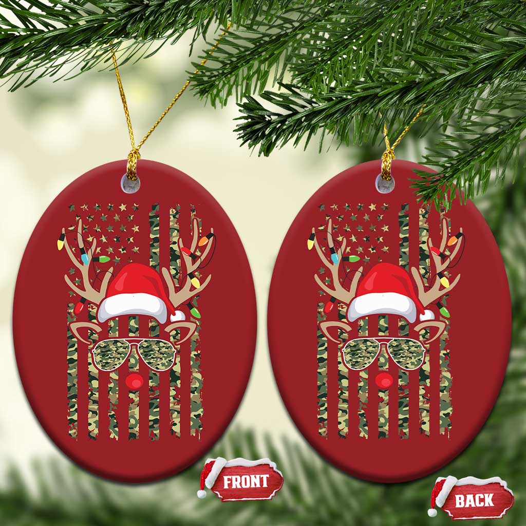 Funny Xmas Reindeer Hunting Camo Flag Christmas Ornament TS11