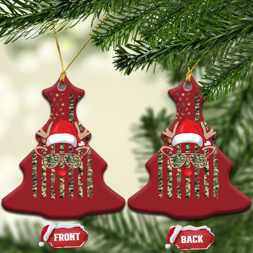 Funny Xmas Reindeer Hunting Camo Flag Christmas Ornament TS11