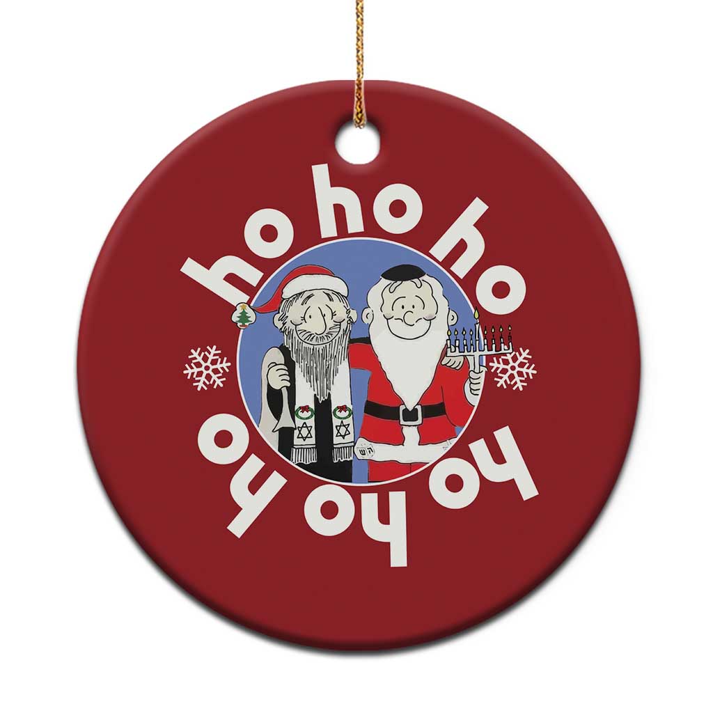 Funny Xmas Hanukkah Christmas Ornament Triple Ho Yo Santa Hebrew Snowflake Menorah TS11