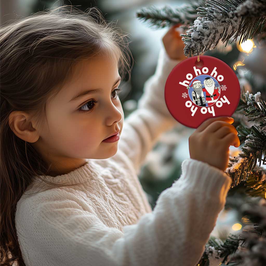 Funny Xmas Hanukkah Christmas Ornament Triple Ho Yo Santa Hebrew Snowflake Menorah TS11