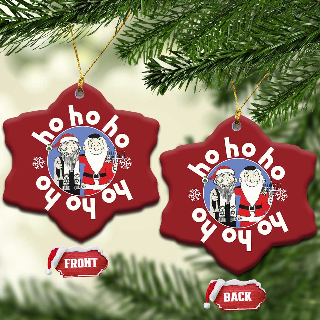 Funny Xmas Hanukkah Christmas Ornament Triple Ho Yo Santa Hebrew Snowflake Menorah TS11