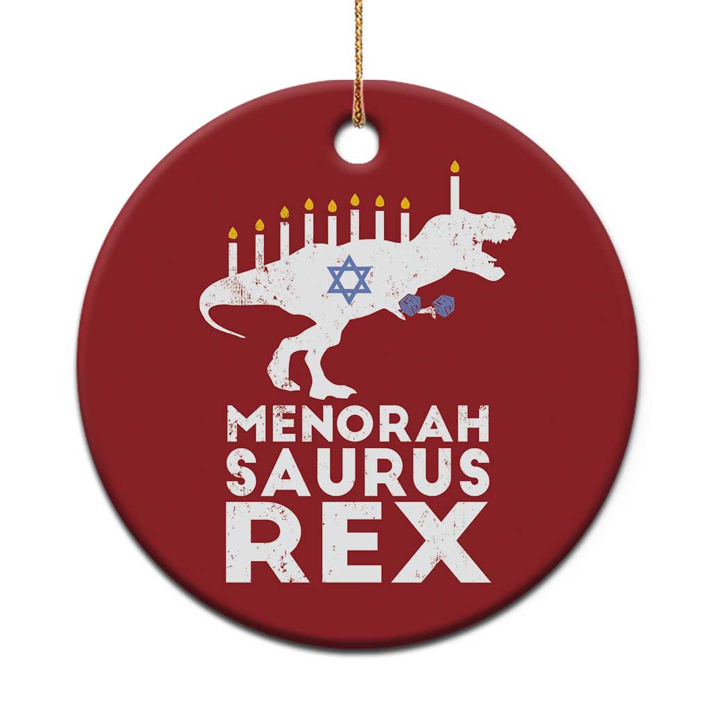 Funny Hanukkah Christmas Ornament Menorah Saurus Rex Dinosaur David Star TS11