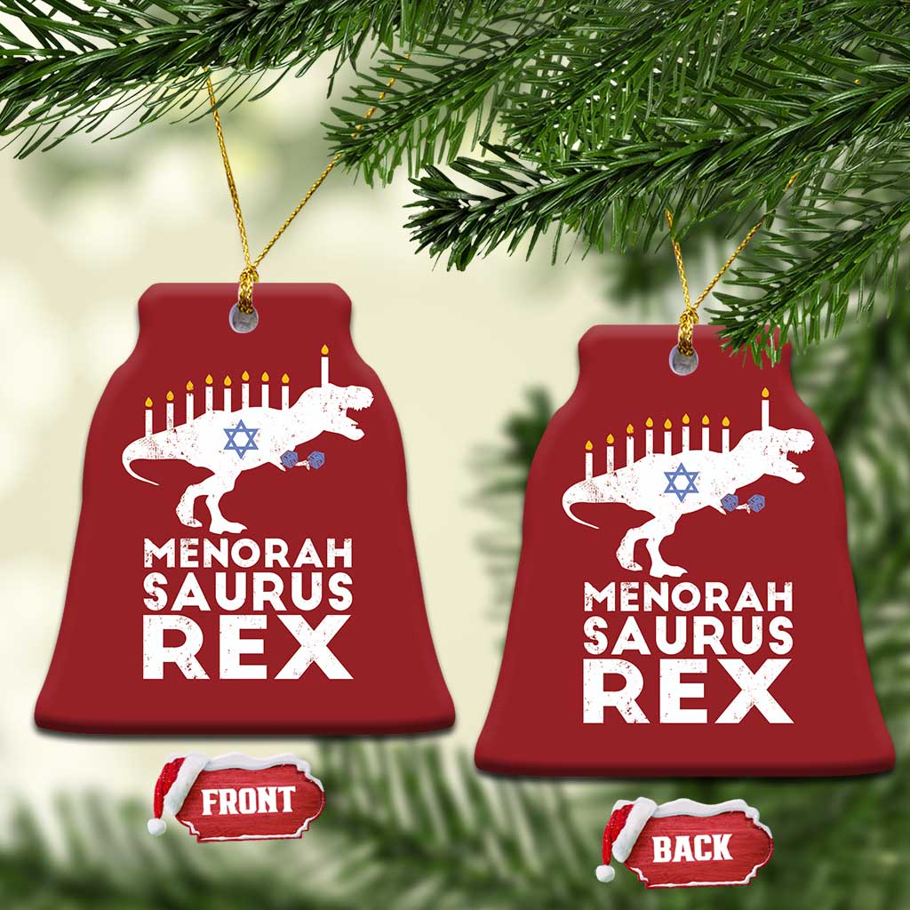 Funny Hanukkah Christmas Ornament Menorah Saurus Rex Dinosaur David Star TS11