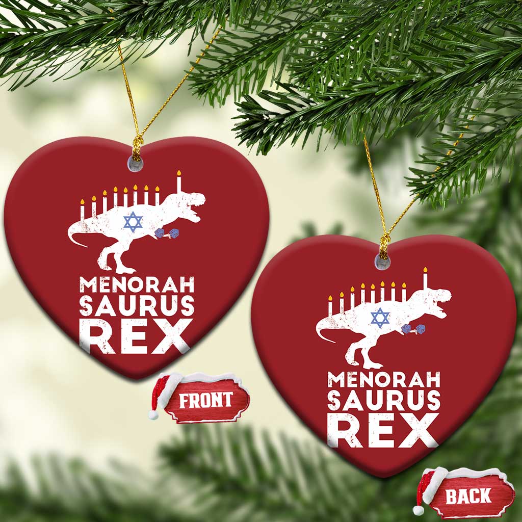 Funny Hanukkah Christmas Ornament Menorah Saurus Rex Dinosaur David Star TS11