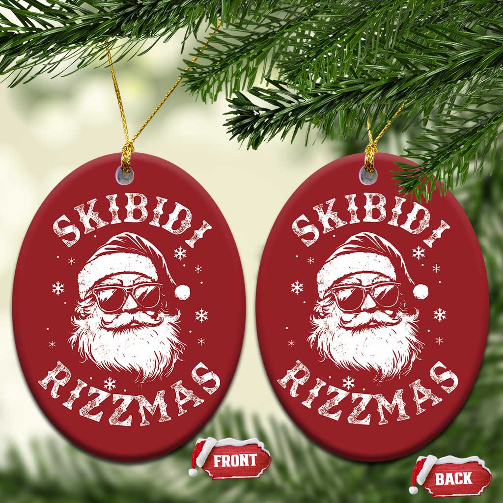 Funny Skibidi Rizzmas Xmas Christmas Ornament Vintage Sigmas Charisma Rizz Cool Santa TS11