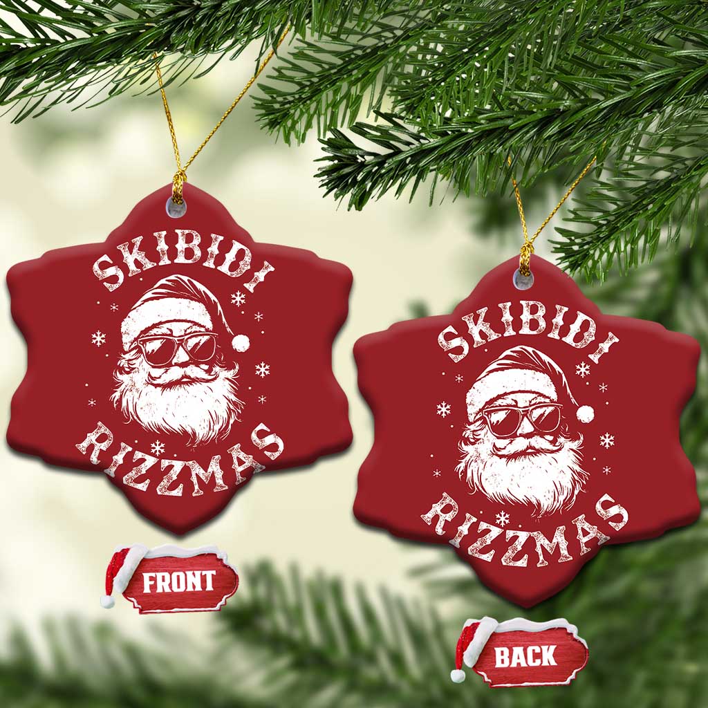 Funny Skibidi Rizzmas Xmas Christmas Ornament Vintage Sigmas Charisma Rizz Cool Santa TS11