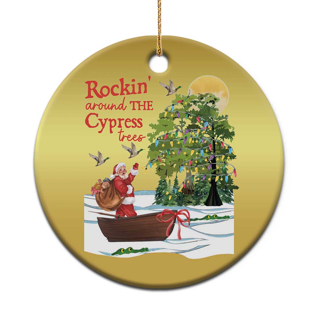 Funny Xmas Cajun Louisiana Christmas Ornament Rockin' Around The Cypress Trees Santa Alligator TS11