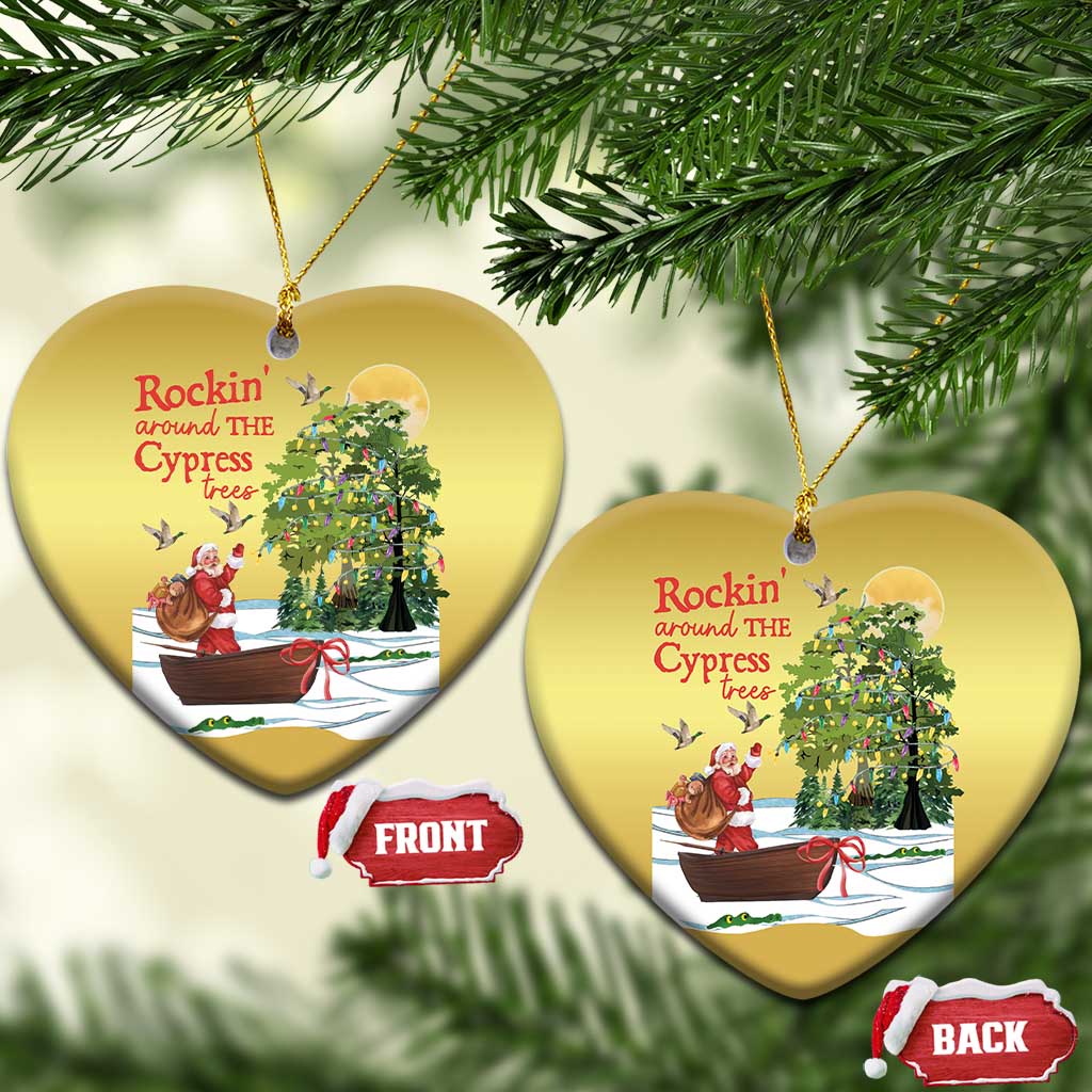 Funny Xmas Cajun Louisiana Christmas Ornament Rockin' Around The Cypress Trees Santa Alligator TS11