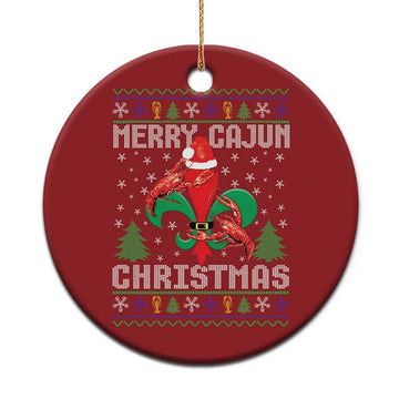 Merry Cajun Louisiana Xmas Santa Saint Symbol Crawfish Christmas Ornament TS11
