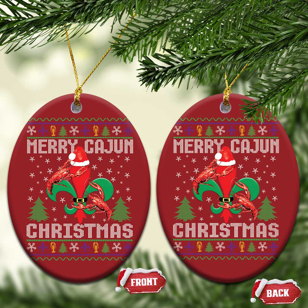 Merry Cajun Louisiana Xmas Santa Saint Symbol Crawfish Christmas Ornament TS11