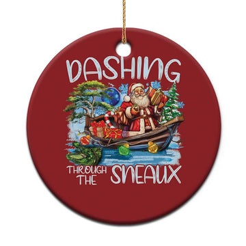 Funny Xmas Cajun Louisiana Christmas Ornament Dashing Through The Sneaux Santa Alligator TS11